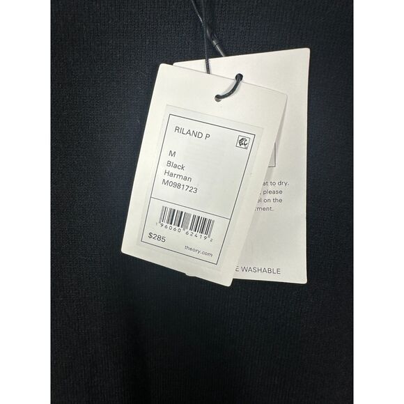 Theory Riland Black Harman Wool Blend Crewneck Sweater Men's Medium NEW - Picture 4 of 7